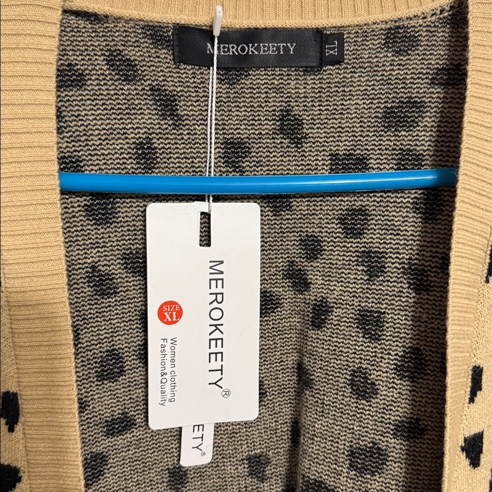 Caslon Open-Front Leopard Cardigan in Tan and Black - Picture 2 of 3